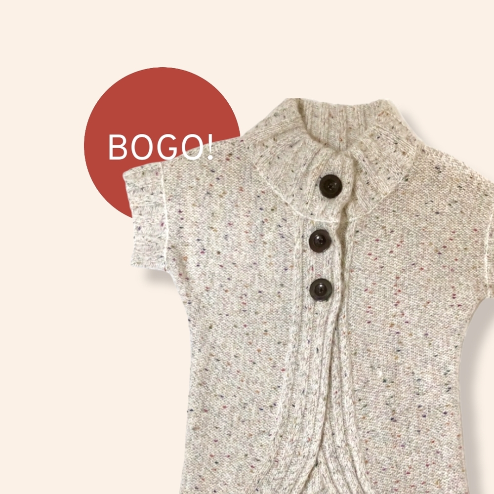 Decree Cardigan Sweater Long High Collar 3 Button Oatmeal Multicolor Small